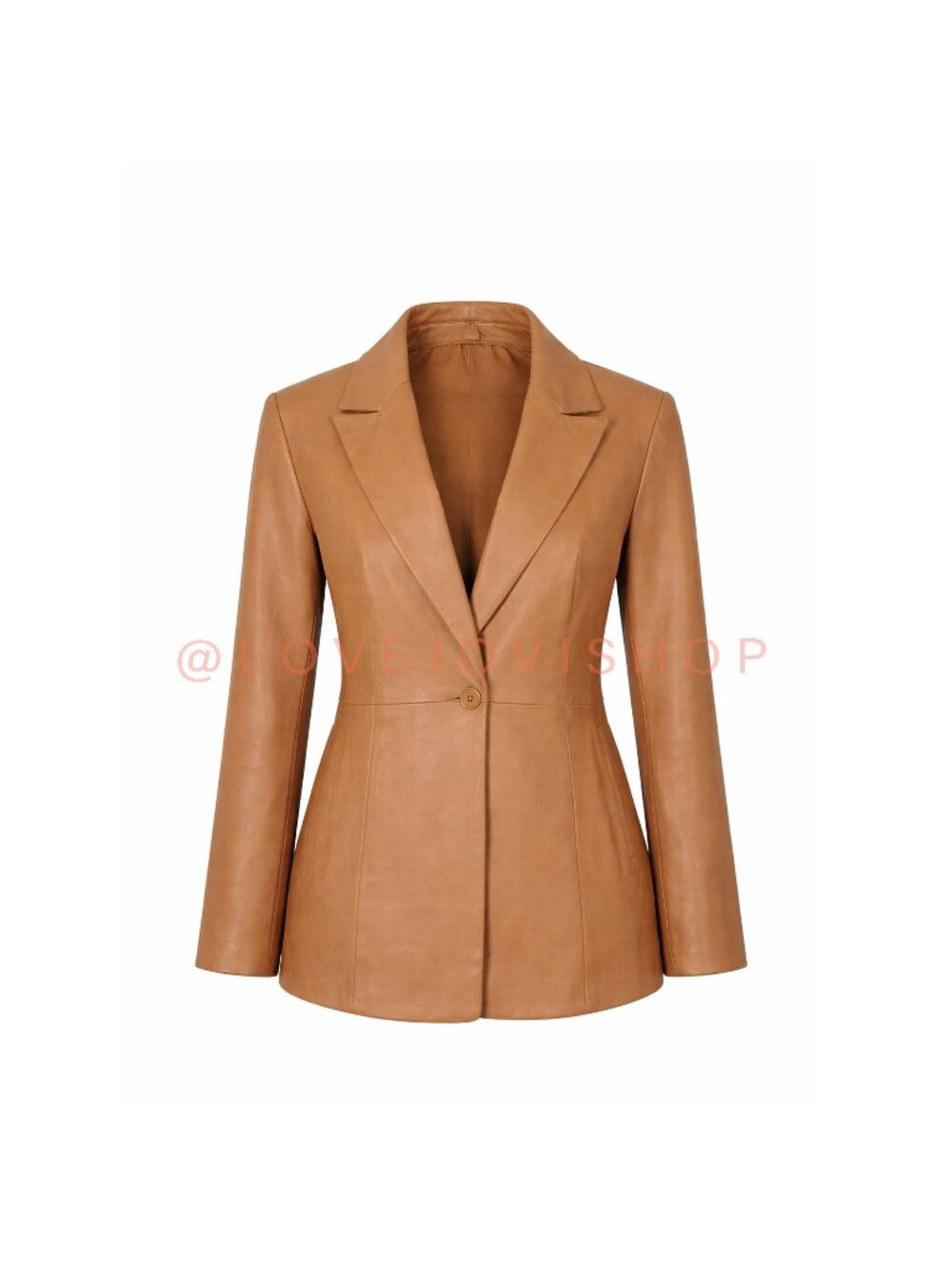 Blazer | Camel Cognac Genuine Leather Single Breasted | Flawed Gem | 90s Classic